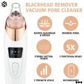 Blackhead Removal Machine Derma Suction 5 In 1 Black Head Remover Machine Acne Pimple Pore Cleaner Vacuum Tool Rechargeable Machine Oil Remover Multi-Functional Skin Care Tools Facial Beauty Device Whitehead Remover Deep face dust Cleaner